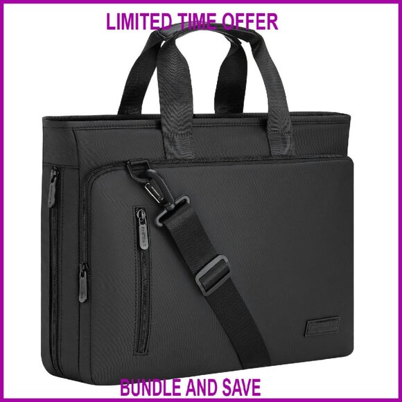 15.6 Inch Waterproof Expandable Laptop Briefcase Large Capacity Shoulder Bag